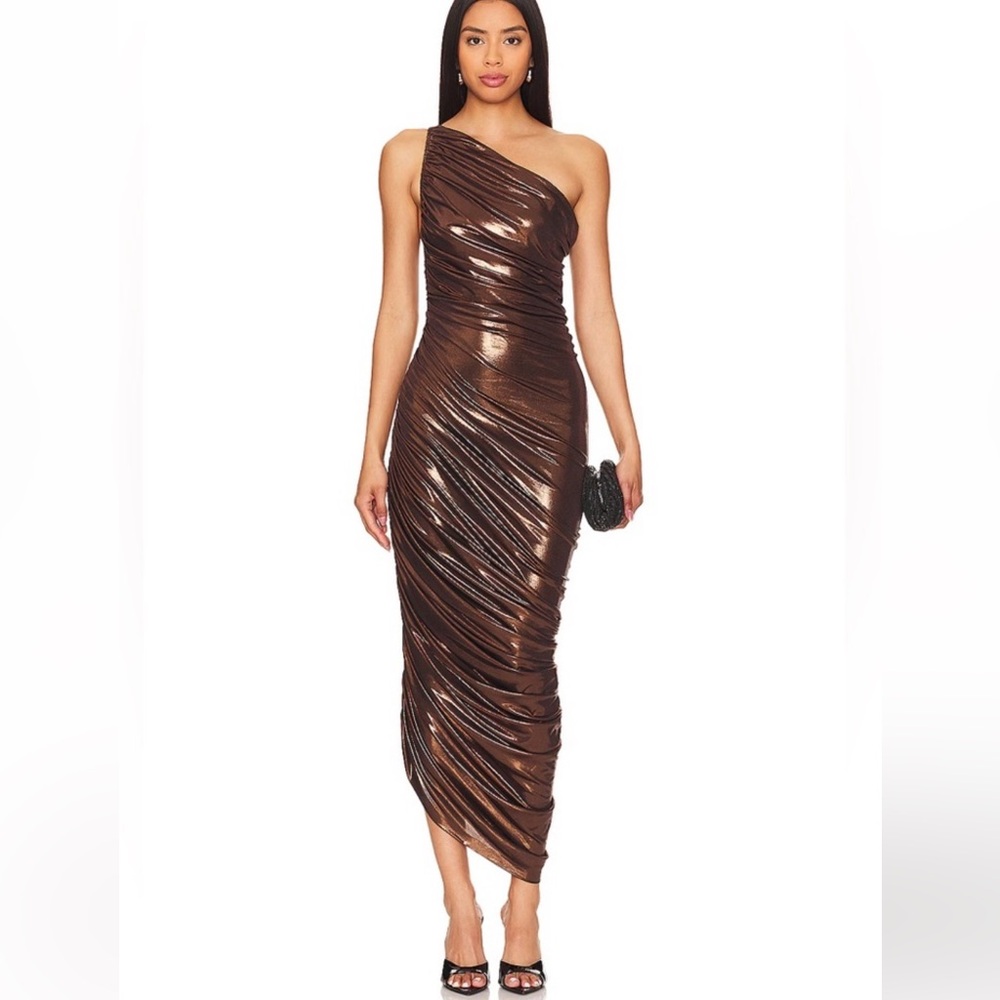 Norma Kamali Diana Gown - Metallic Chocolate